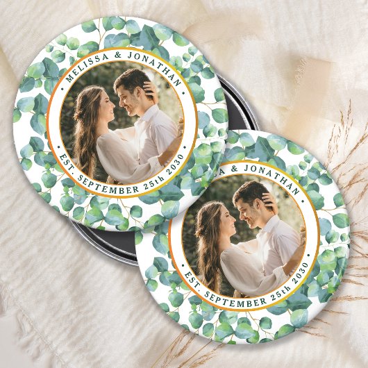 Modernes Foto Eukalyptus Greenery Gold Wedding Magnet
