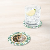 Modernes Foto Eukalyptus Greenery Gold Wedding Runder Pappuntersetzer (Vor Ort)