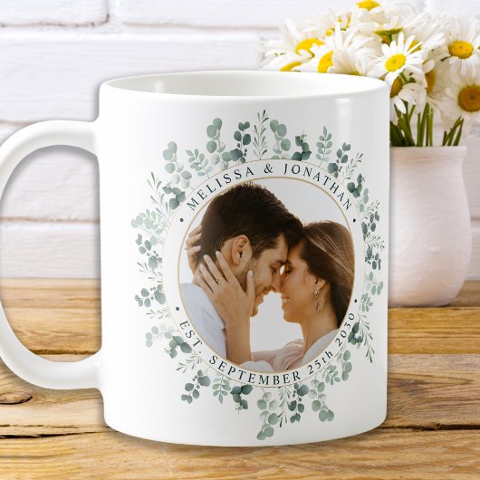 Modernes Foto Eukalyptus Personalisiert Wedding Kaffeetasse