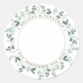 Modernes Foto Eukalyptus Personalisiert Wedding Runder Aufkleber (Vorderseite)