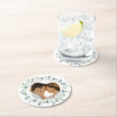 Modernes Foto Eukalyptus Personalisiert Wedding Runder Pappuntersetzer (Vor Ort)