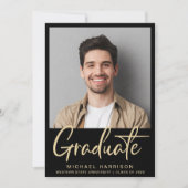 Modernes Foto Fett-Script Schwarz-Abschluss Ankündigung (Vorderseite)