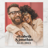 Modernes Foto fett Typografie Custom Wedding Weinetikett (Einzelnes Label)