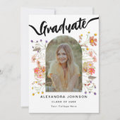 Modernes Foto Floral Abschluss Ankündigung Party (Vorderseite)