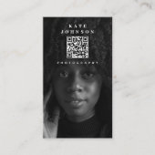 Modernes Foto Fotograf QR Code Social Media Visitenkarte (Vorderseite)