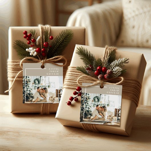 Modernes Foto | Freude gesegnet Geschenkanhänger