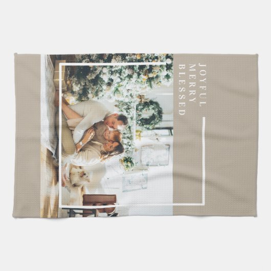 Modernes Foto | Freude gesegnet Geschirrtuch (Horizontal)