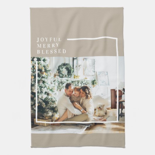 Modernes Foto | Freude gesegnet Geschirrtuch (Vertikal)