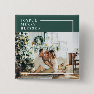 Modernes Foto Freude gesegnet Grün Button