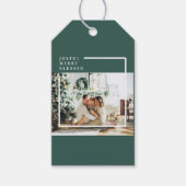 Modernes Foto | Freude gesegnet | Grün Geschenkanhänger (Vorderseite)