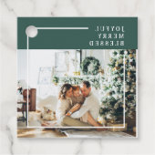 Modernes Foto | Freude gesegnet | Grün Geschenkanhänger (Vorderseite)