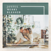 Modernes Foto | Freude gesegnet | Grün Glasuntersetzer (Vorderseite)