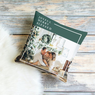 Modernes Foto   Freude gesegnet   Grün Kissen