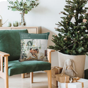 Modernes Foto   Freude gesegnet   Grün Kissen