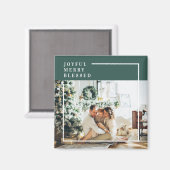 Modernes Foto | Freude gesegnet | Grün Magnet (Vorderseite/Rückseite)