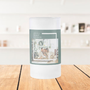 Modernes Foto   Freude gesegnet   Grün Mattglas Bierglas