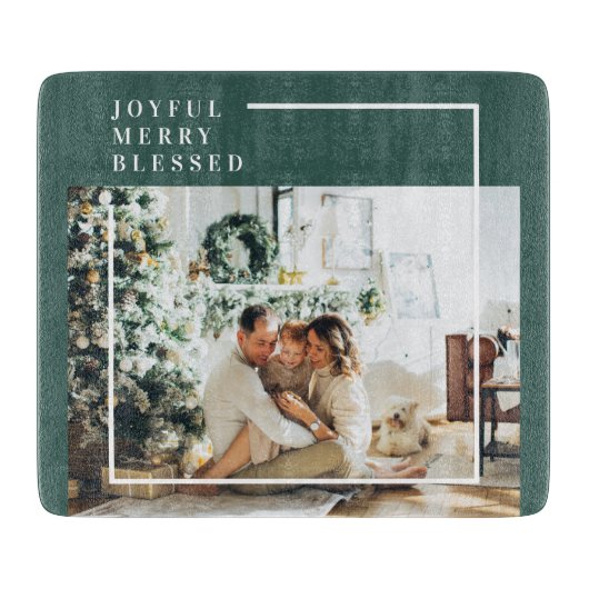 Modernes Foto | Freude gesegnet | Grün Schneidebrett (Vorderseite)