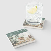 Modernes Foto | Freude gesegnet | Grün Steinuntersetzer (Seitenansicht)