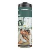 Modernes Foto | Freude gesegnet | Grün Thermosbecher (Vorderseite)