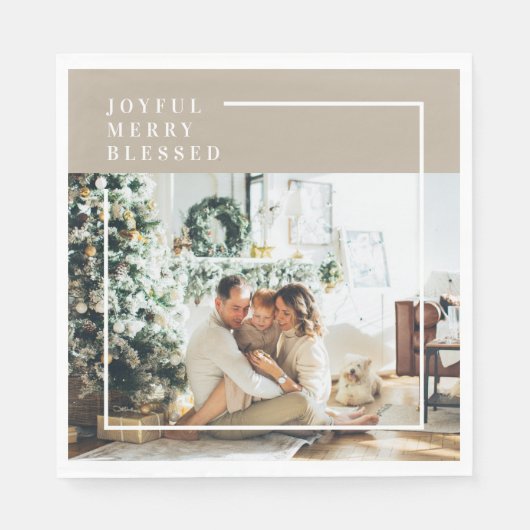 Modernes Foto | Freude gesegnet Serviette (Vorderseite)