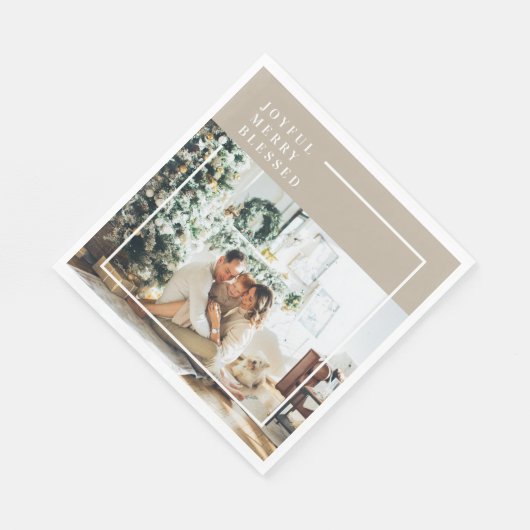 Modernes Foto | Freude gesegnet Serviette (Ecke)