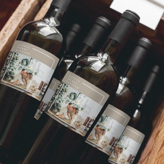 Modernes Foto | Freude gesegnet Weinetikett