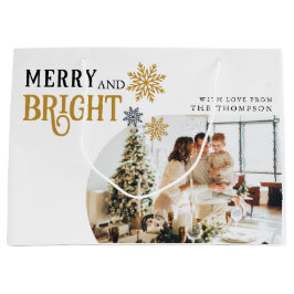 Modernes Foto Frohe und helle Weihnachtsfeiertage Große Geschenktüte