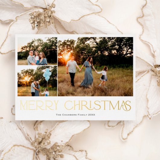 Modernes Foto Frohe Weihnachten Folien Feiertagskarte