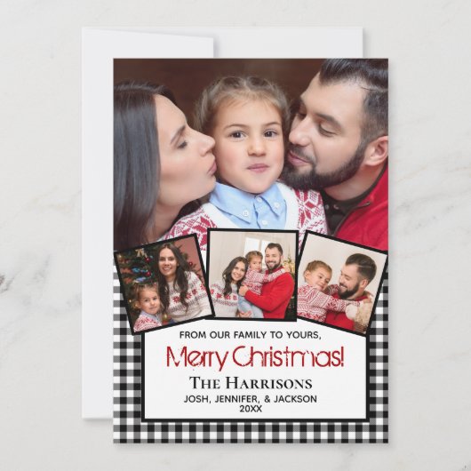 Modernes Foto Frohe Weihnachten Schwarzes Buffalo  (Vorderseite)