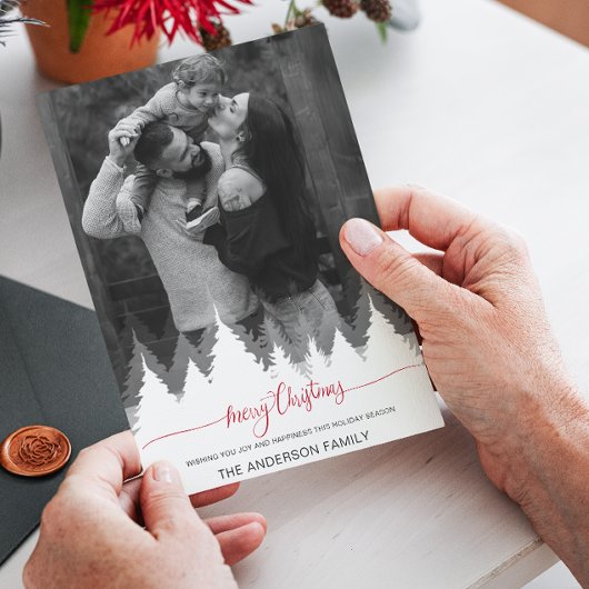 Modernes Foto Frohe Weihnachten Weihnachtsbaumen U Einladung