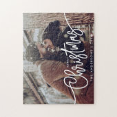 Modernes Foto Frohe Weihnachtsschrift Horizontal Puzzle (Vertikal)