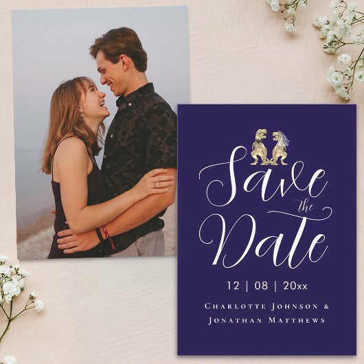 Modernes Foto Funny Dinosaur Wedding Save The Date
