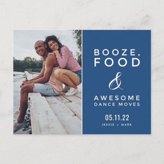 Modernes Foto Funny Wedding Save the Date Ankündigungspostkarte (Vorderseite)