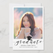 Modernes Foto für Abschluss mit schwarzer Schriftz Ankündigung (Vorderseite)