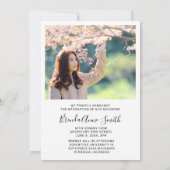 Modernes Foto für Abschluss mit schwarzer Schriftz Ankündigung (Rückseite)