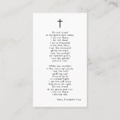 Modernes Foto für Beerdigung für immer Kreuzgebet- Visitenkarte (Rückseite)