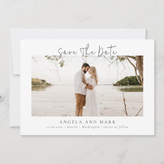 Modernes Foto für Budgetskripte Save the Date Einladung (Vorderseite)