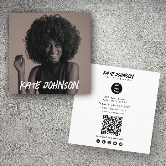 Modernes Foto für das Script-Business-Logo Fotogra Quadratische Visitenkarte