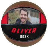 Modernes Foto für den roten Individuelle Name Basketball (Vorderseite)