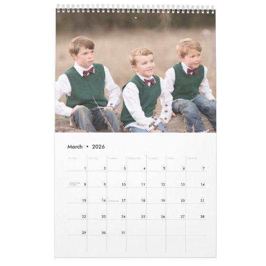 Modernes Foto für die Familie - Elegantes Skriptja Kalender (Mär 2026)