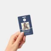 Modernes Foto für die Sicherheit von Navy Blue-Log Ausweis (Handheld)