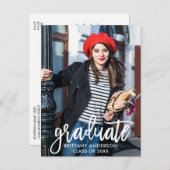 Modernes Foto für die Skriptabstufung in Pinselfor Einladungspostkarte (Vorne/Hinten)