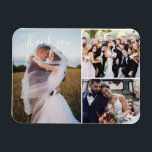 Modernes Foto für drei Hochzeiten Magnet<br><div class="desc">Ein wunderschöner Hochzeitsmagneten mit drei Ihrer Lieblings-Hochzeitsfeier-Fotos in modernem Design.</div>