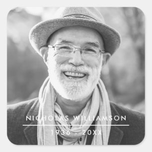 Modernes Foto für einfache Gedenkstätten Quadratischer Aufkleber