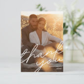 Modernes Foto für einfache SkriptTypografie Dankeskarte (Stehend Vorderseite)