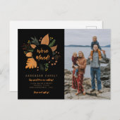 Modernes Foto für Erntedank, das Schwarz bewegt Ankündigungspostkarte (Vorne/Hinten)