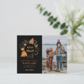 Modernes Foto für Erntedank, das Schwarz bewegt Ankündigungspostkarte (Stehend Vorderseite)