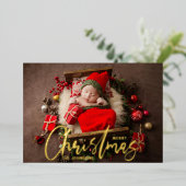 Modernes FOTO für Familienfeiertage Folien Feiertagskarte (Stehend vorne)