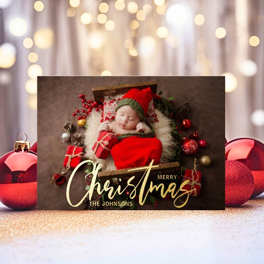 Modernes FOTO für Familienfeiertage Folien Feiertagskarte