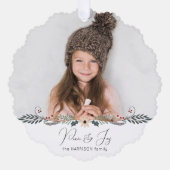 Modernes Foto für Frieden und Freude Ornament Karte (Vorderseite)